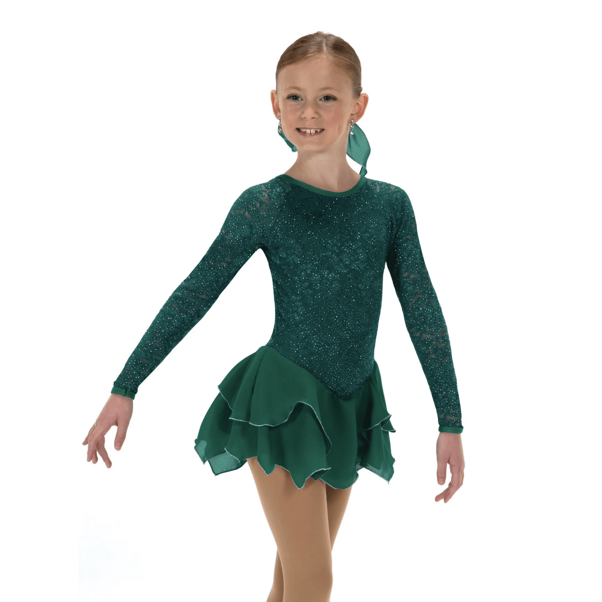 623 Tulip Lace Dress – Emerald Green - Tinas Figure Skating Shop