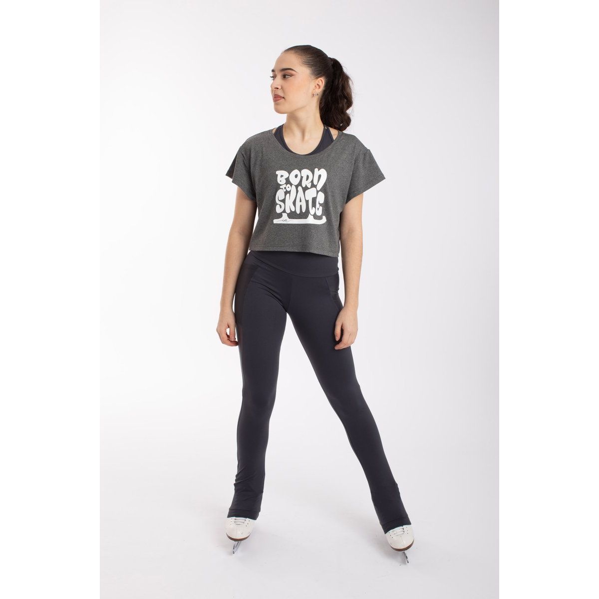 Davinia Crop Topp - Mixed dark Grey