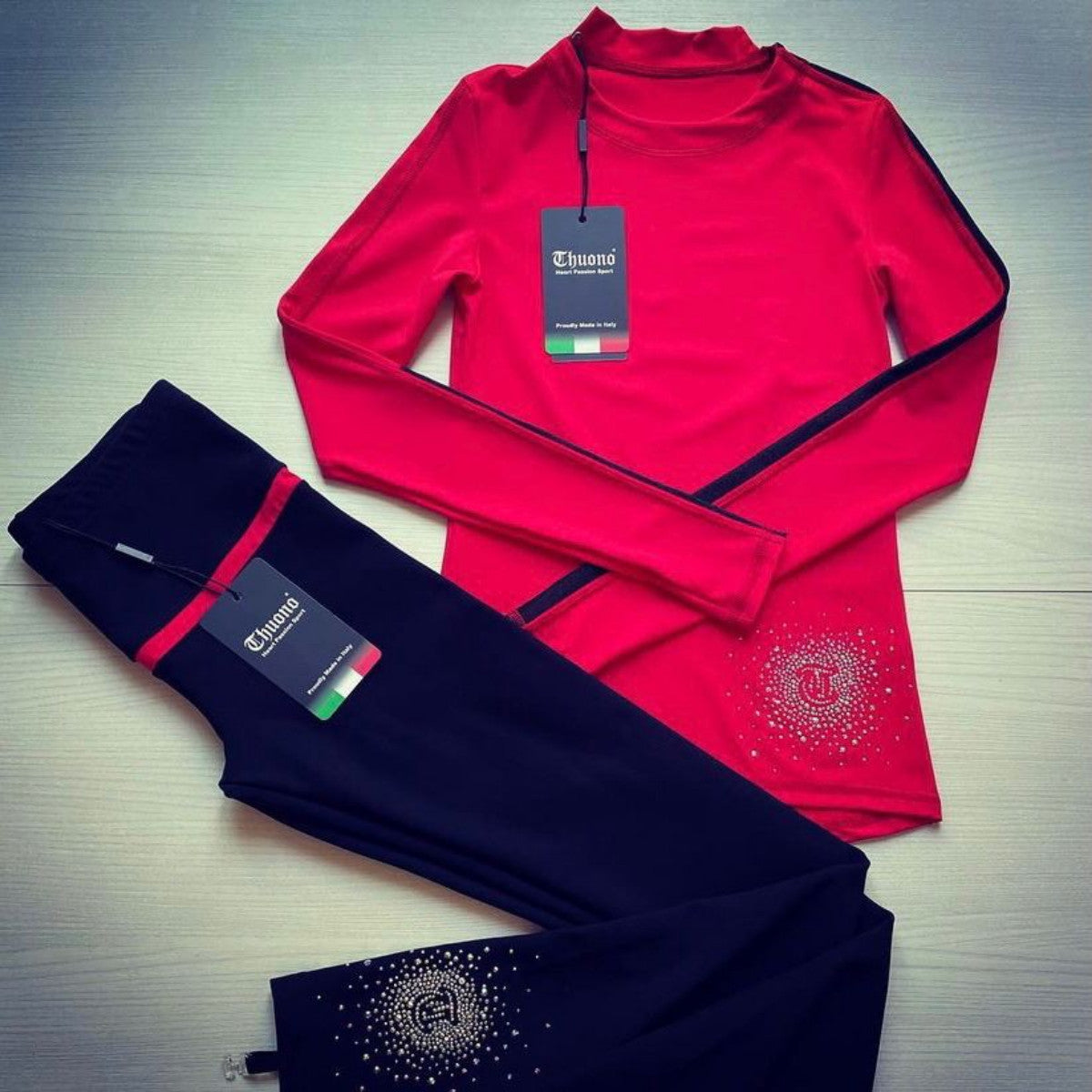 Luxury Big Crystal Logo Shirt - Red