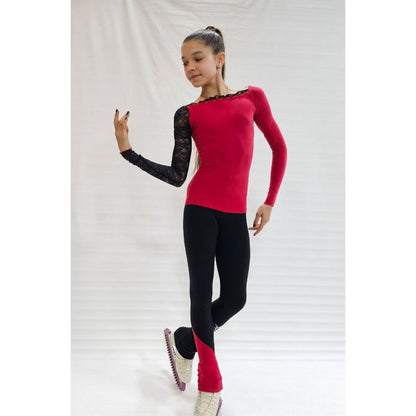 Titta topp med krås och spetsärm - Tinas Figure Skating Shop